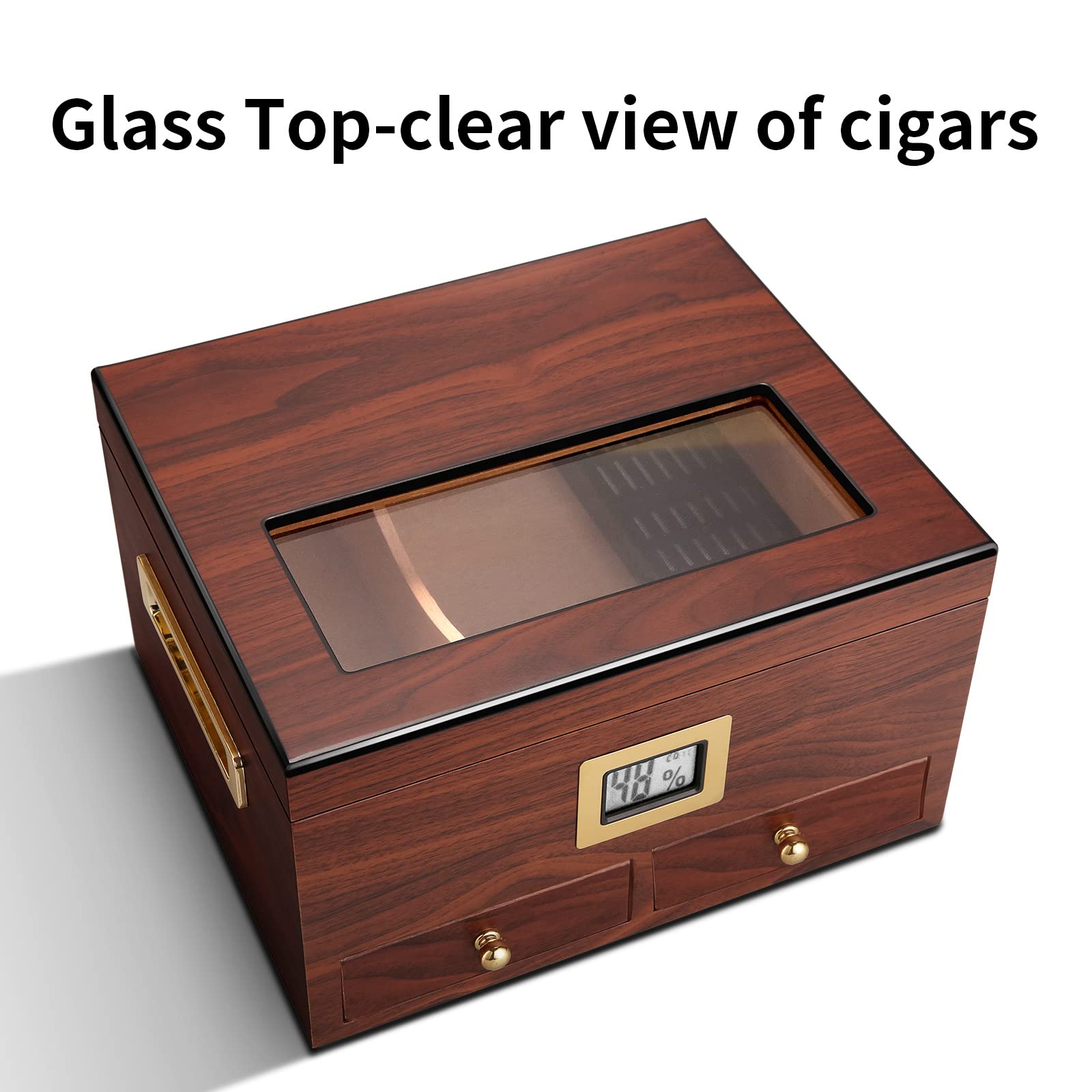 Amazon.co.jp: CIGARLOONG シガーヒュミドール 35-50個 ガラストップ